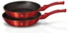 Two red frying pans stacked on a white background. Podgląd zdjęcia produktu
