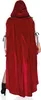 A person wearing a red hooded cape and a white top with black trim, seen from the back. Produktbild-Vorschau