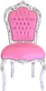 Barockstuhl Barock Stuhl Rosa Silber Stoff Esszimmer Produktbild-Vorschau 1
