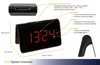 A digital radio-controlled alarm clock with its dimensions and features highlighted by callout lines and text. Anteprima dell’immagine prodotto