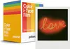 A box of Polaroid i-Type color film and a sample photo with the word 'love' in neon. Produktbild-Vorschau