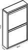 A line drawing of a shoe cabinet with dimensions indicated. Produktbild-Vorschau
