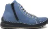 A side view of a blue women's boot. Voir les images du produit