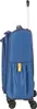 A side view of a blue rolling suitcase with a yellow accent. Produktbild-Vorschau