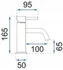 A diagram showing the dimensions of a faucet. Produktbild-Vorschau