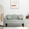 Panca con cuscino in velluto grigio chiaro 120,5x65x75 cm Anteprima dell’immagine prodotto 8
