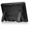 The back of a black digital weather station with its stand deployed. Produktbild-Vorschau