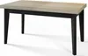 A modern dining table with a light wood top and black legs, shown from a slight angle against a white background. Produktbild-Vorschau
