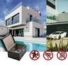 A collage showing a modern house with a pool, a luxury car, and a Faraday box with keys inside, along with three warning symbols. Produktbild-Vorschau