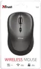 The image shows the packaging of a Trust Yvi wireless optical mouse. Produktbild-Vorschau