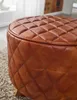 WOHNLING Sitzhocker Echtleder / Massivholz 35x46x35 cm Produktbild-Vorschau 5