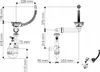 Technical drawing with dimensions of a sink drain assembly. Produktbild-Vorschau