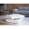 A modern living room scene with a white coffee table, a gray sofa, and a gray armchair. Náhľad obrázku produktu