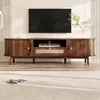 OKWISH Meuble TV Bas - avec Tiroirs et Portes, Rotin en MDF Voir les images du produit 2