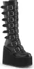A single black platform boot with multiple buckles is shown against a white background. Náhled obrázku produktu