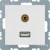 Berker 3315398989 USB/3,5 mm Audio Steckdose polarweiß, Produktbild-Vorschau 1