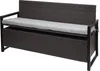 A poly-rattan storage bench with a gray cushion, shown from a side-front angle against a white background. Náhled obrázku produktu