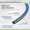 A close-up view of a hose with text overlays highlighting its features. Produktbild-Vorschau