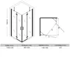 A technical drawing and dimension chart for a shower enclosure. Voir les images du produit