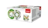A product shot of a children's dinnerware set on a white background, showing the packaging and some of the items inside. Náhled obrázku produktu