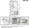 A diagram showing the dimensions of a white entryway storage unit with a mirror and bench. Podgląd zdjęcia produktu