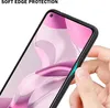 A hand is shown holding the edge of a black phone case, highlighting its soft edge protection feature. Produktbild-Vorschau