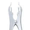 A close-up shot of a silver castration tool with its jaws open. Produktbild-Vorschau