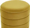 BELIANI Pouf 2er Set Senfgelb Samtstoff Gesteppt Rund mit Produktbild-Vorschau 5