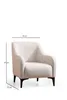A beige armchair is shown with dimension labels indicating its width, height, and depth. Produktbild-Vorschau