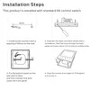 Diagrams illustrating the installation steps for a wall-mounted control switch. Podgląd zdjęcia produktu
