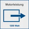 A graphic indicating motor power with text. Produktbild-Vorschau