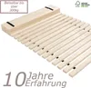 A wooden slatted bed base is shown from a diagonal angle. Produktbild-Vorschau