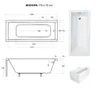 A collage of technical drawings and photos of a bathtub. Produktbild-Vorschau