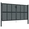 A dark grey metal garden gate with a square grid pattern, shown in a studio setting against a white background. Podgląd zdjęcia produktu