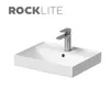 A white rectangular sink with a chrome faucet, set against a white background. The brand name 'ROCKLITE' is visible in the top left corner. Podgląd zdjęcia produktu