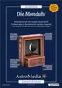 A product image showcasing a moon clock model with descriptive text and branding. Produktbild-Vorschau