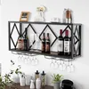 A wall-mounted wine rack with bottles and glasses. Náhľad obrázku produktu