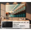 A wall-mounted TV bracket is shown with various TV sizes superimposed on it, along with VESA size compatibility information. Podgląd zdjęcia produktu