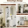 Hoher weißer Badezimmerschrank mit Regalen und Schublade Produktbild-Vorschau 3