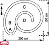 Diagram of a spiral-shaped garden feature with dimensions and labeled sections. Produktbild-Vorschau