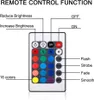 A diagram showing the functions of a remote control for an LED light. Produktbild-Vorschau