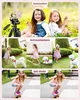 Collage of images showing children using a digital camera, playing with dogs, and skateboarding, highlighting camera features. Produktbild-Vorschau