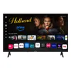 A television screen displaying a streaming service interface with various app icons and a movie poster. Produktbild-Vorschau