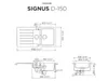 Technical drawing of a sink with dimensions and labels. Náhľad obrázku produktu