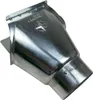 A silver metal gutter downspout adapter with a compass logo and brand name embossed on it. Produktbild-Vorschau