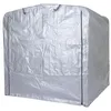 A silver tarp-covered outdoor storage shed. Produktbild-Vorschau