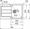 A technical drawing with dimensions of a sink. Produktbild-Vorschau