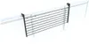A black metal drying rack is attached to a white railing, with the rack's horizontal bars extending outwards. Voir les images du produit