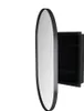 A black medicine cabinet with an oval mirror door is shown against a white background. Anteprima dell’immagine prodotto