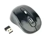 A black wireless computer mouse and its USB receiver are shown on a white background. Produktbild-Vorschau